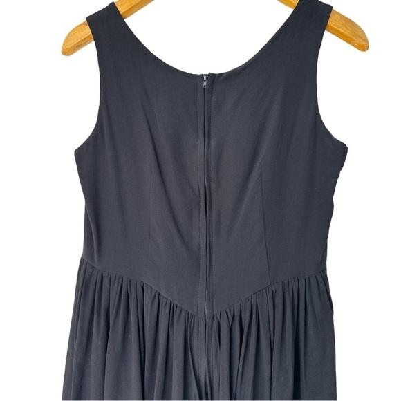 Samantha Pleet Black Silk Degas Sleeveless Dress Gathered Midi Size 6 - Picture 7 of 12